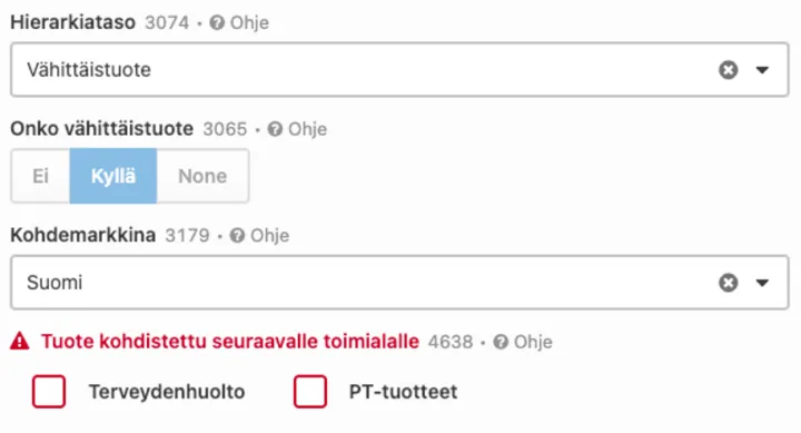 Terveydenhuollon tuote synkkaan1