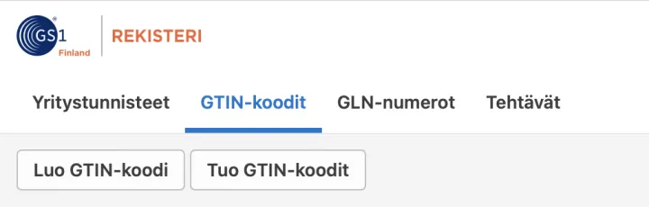 GS1 Rekisteri Luo GTIN